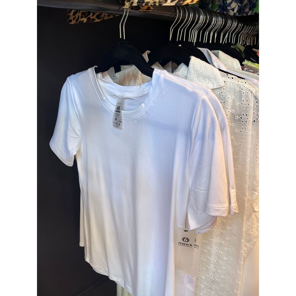 White Anthropologie Mona B Crewneck White Tee Size Medium NWT - Picture 6 of 6